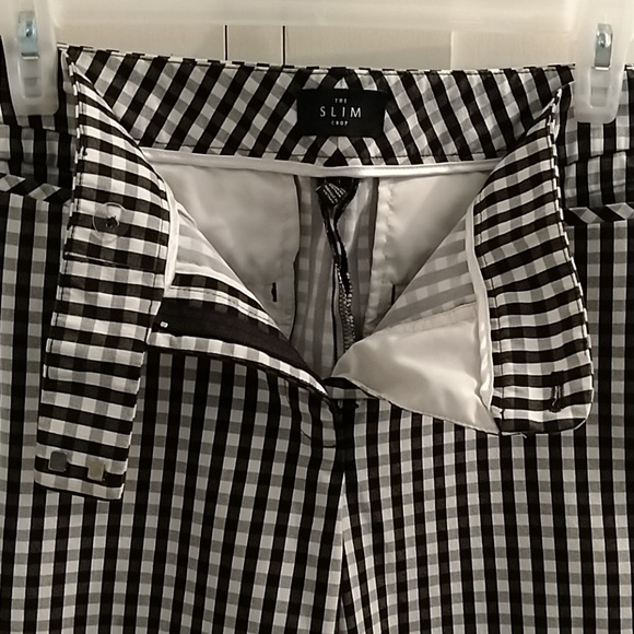 The slim crop black and white check pants Sz 4 - Picture 3 of 7